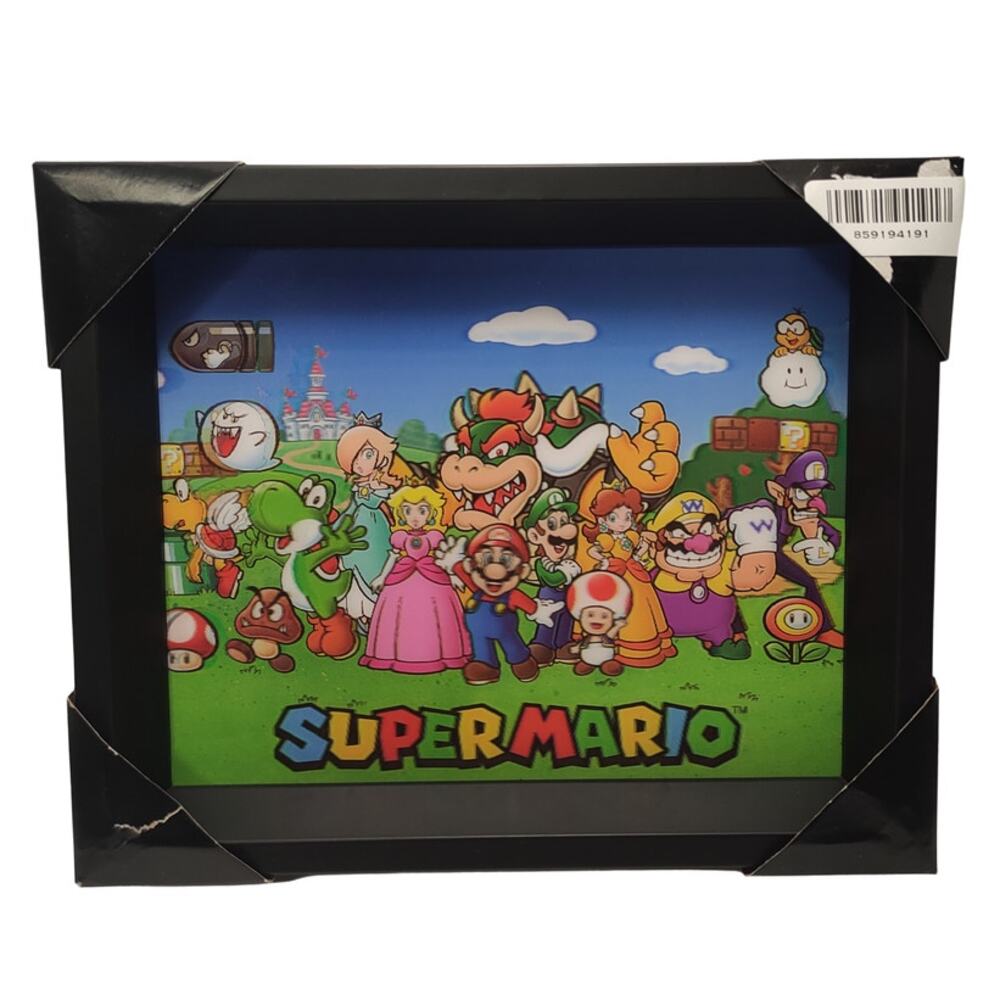 Nintendo Super Mario Bros 3D Lenticular Framed Wall Art Shadow Box